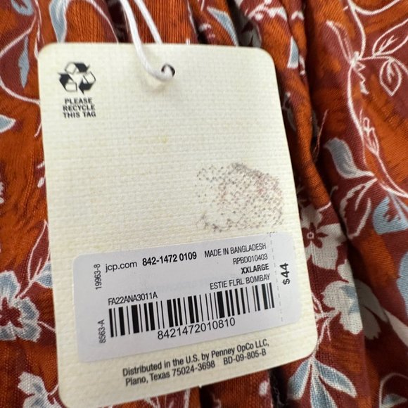 New! a.n.a A New Approach Peasant Top‎ Floral XXL 3/4th Sleeves 100% Cotton $44 - Picture 5 of 14